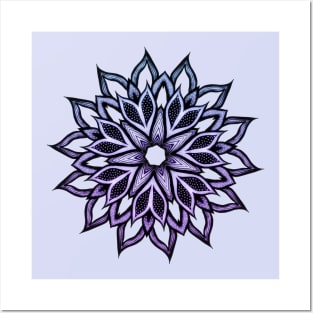 Flower Mandala Blue Violet Abstract Art Posters and Art